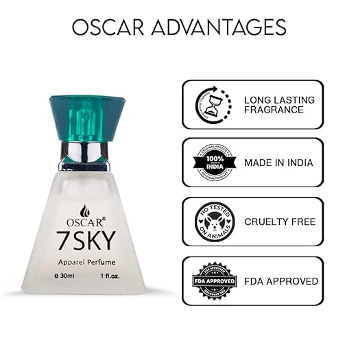 Oscar 7 Sky Feisty Long Lasting Perfume For Men & Women | Aromatic Fougere Fragrance | Everyday Unisex Skin Friendly Perfume Spray | 30ml 1 Fl.oz. - Image 5