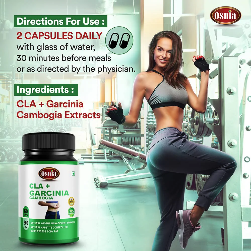 Osnia Cla + Garcinia Cambogia Extract 500mg Supplement, Support Digestion, Boost Energy, Develop Lean Muscle & Reduce Waist | 60 Capsules 100gm 0.2lbs - Image 4