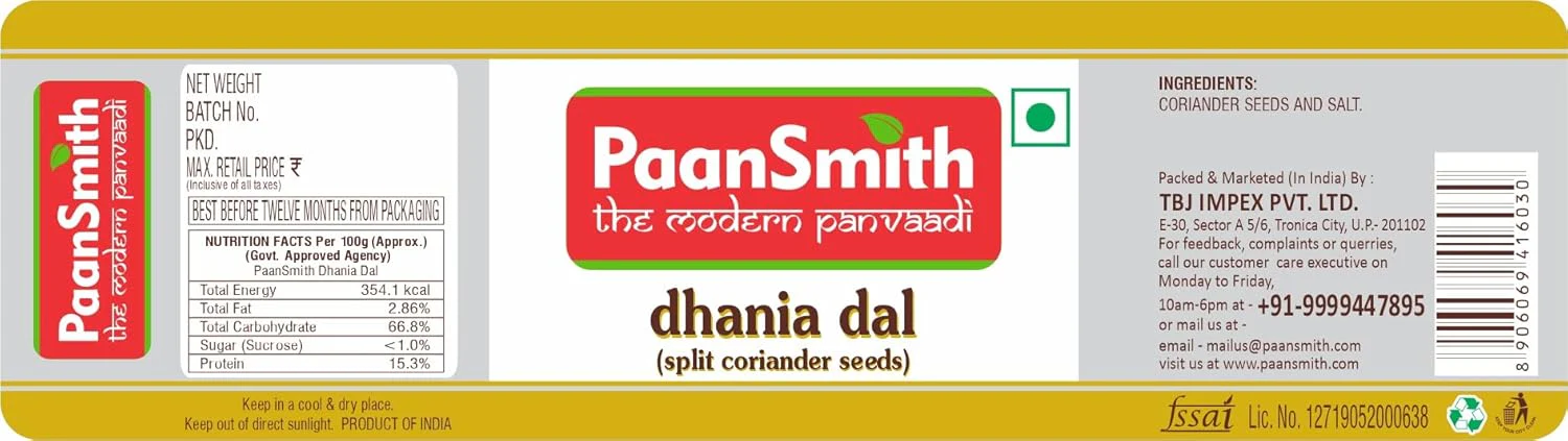 Paansmith Dhania Dal 180gm, | Healthy Digestive | Split Coriander Seeds - Image 3