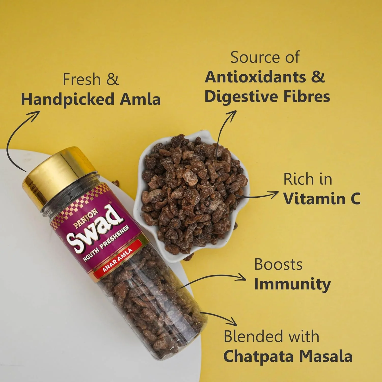 Panjon Swad Anar Amla Candy Mukhwas 360gm, (120gm *3) | Digestive Mouth Freshener - Image 3