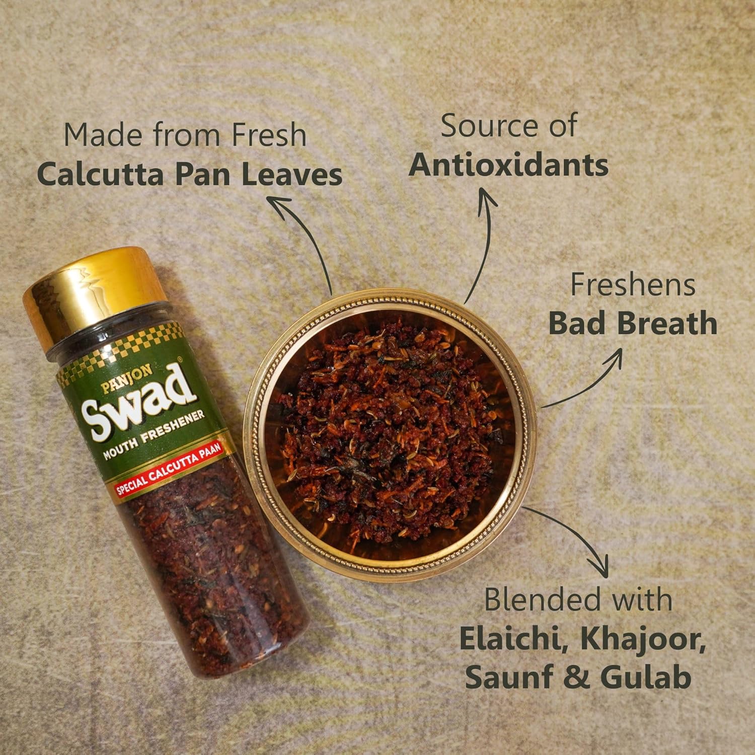 Panjon Swad Calcutta Paan Mukhwas 200gm, (100gm *2 Bottles) | After-Meal Snack - Image 3