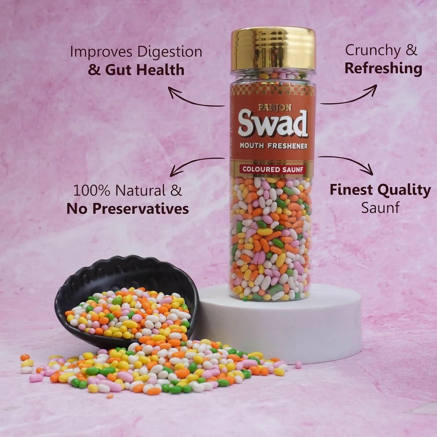 Panjon Swad Chatpata Amla & Coloured Saunf Mouth Fresheners 290gm, (145gm *2 Bottles) - Image 3