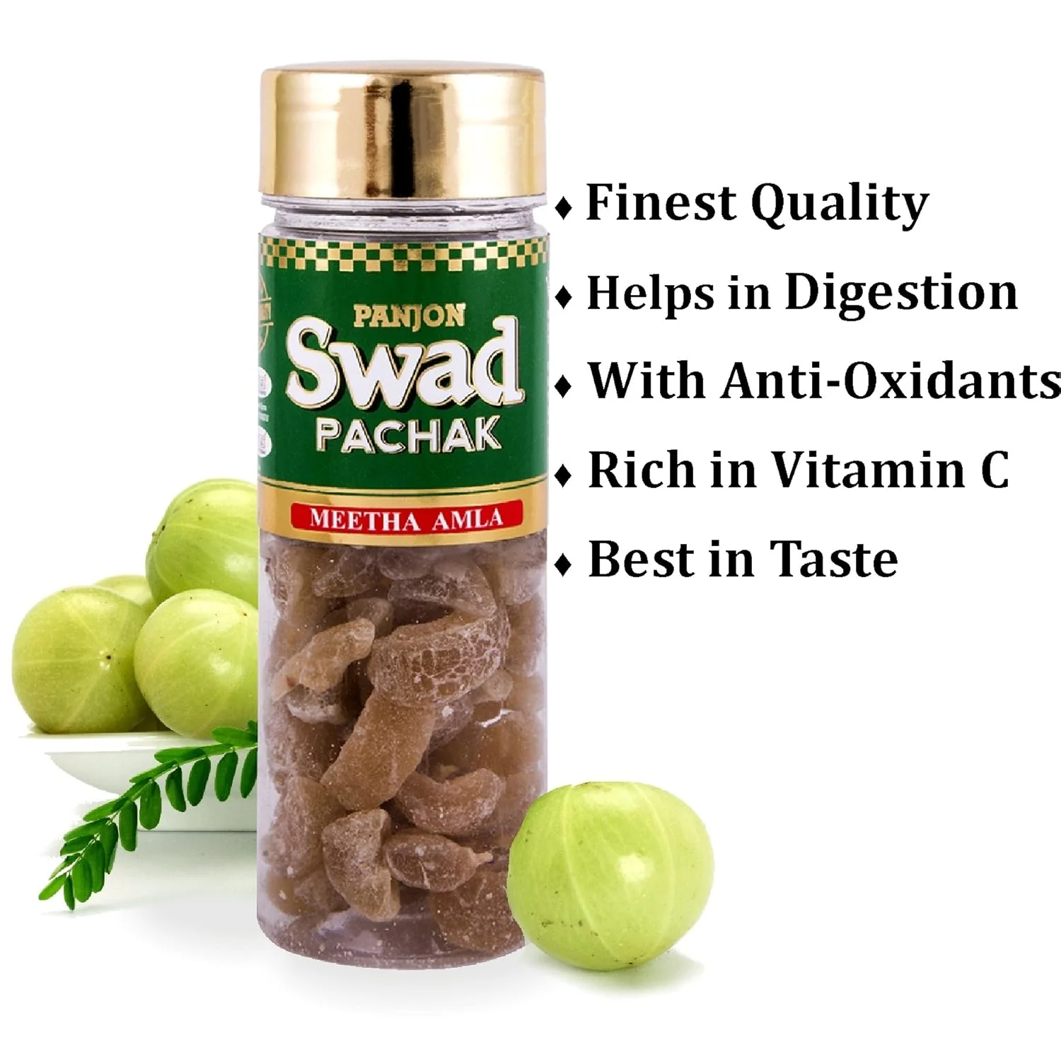 Panjon Swad Hing Peda & Meetha Amla Candy 470gm, (235gm *2) Pachak Mouth Freshener 2 Bottles - Image 2
