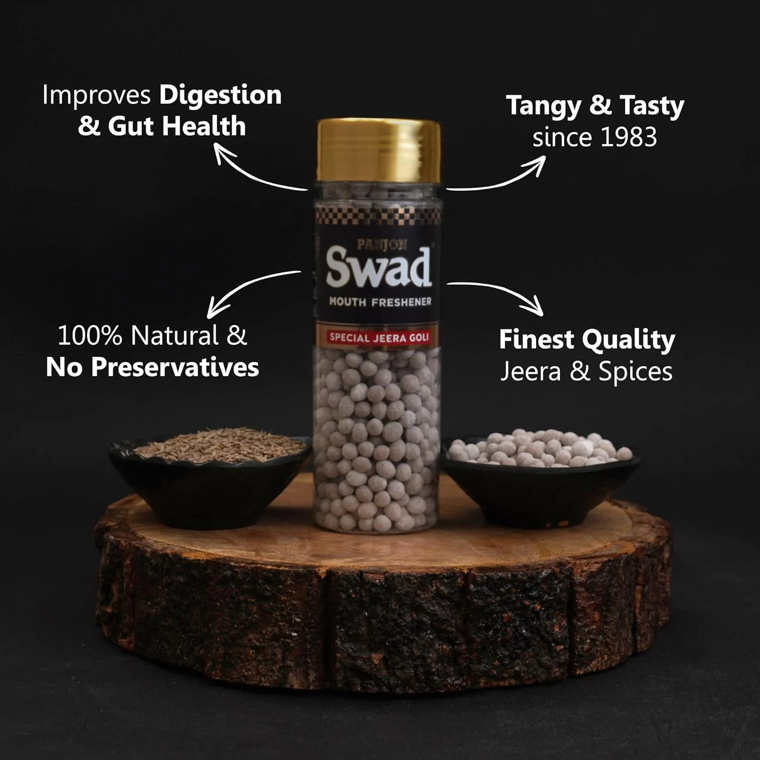 Panjon Swad Jeera Goli Mukhwas 280gm, (140gm *2) | Digestive Mouth Freshener - Image 2