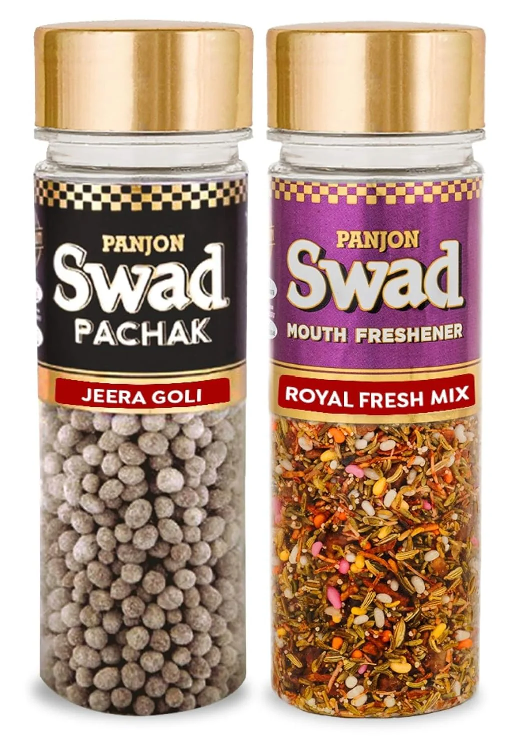 Panjon Swad Jeera Goli & Royal Fresh Mix Pachak Mouth Fresheners 260gm, (130gm *2 Bottles)