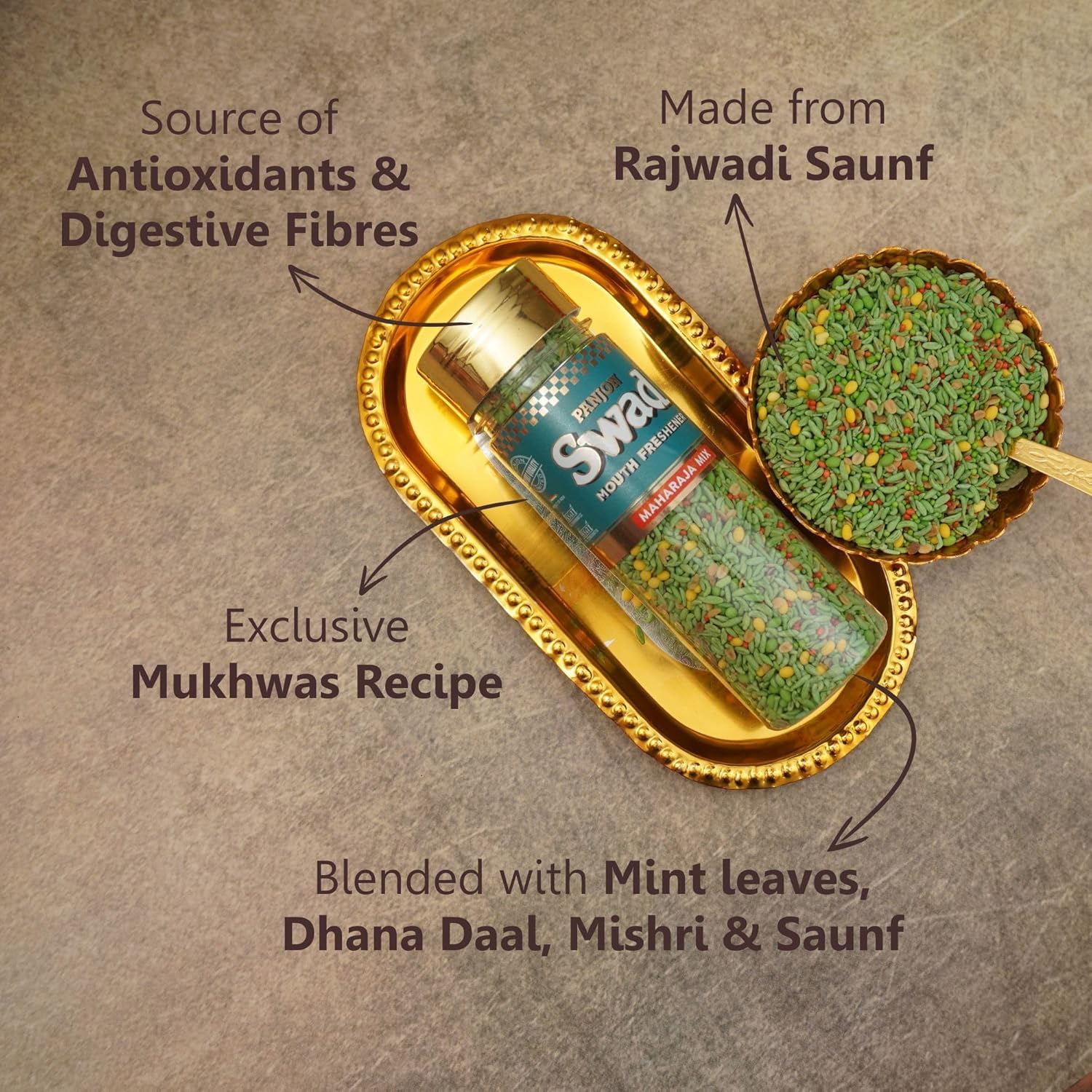 Panjon Swad Maharaja Mix & Kashmiri Mix 450gm, 2 Bottles | After-Meal Snack - Image 2