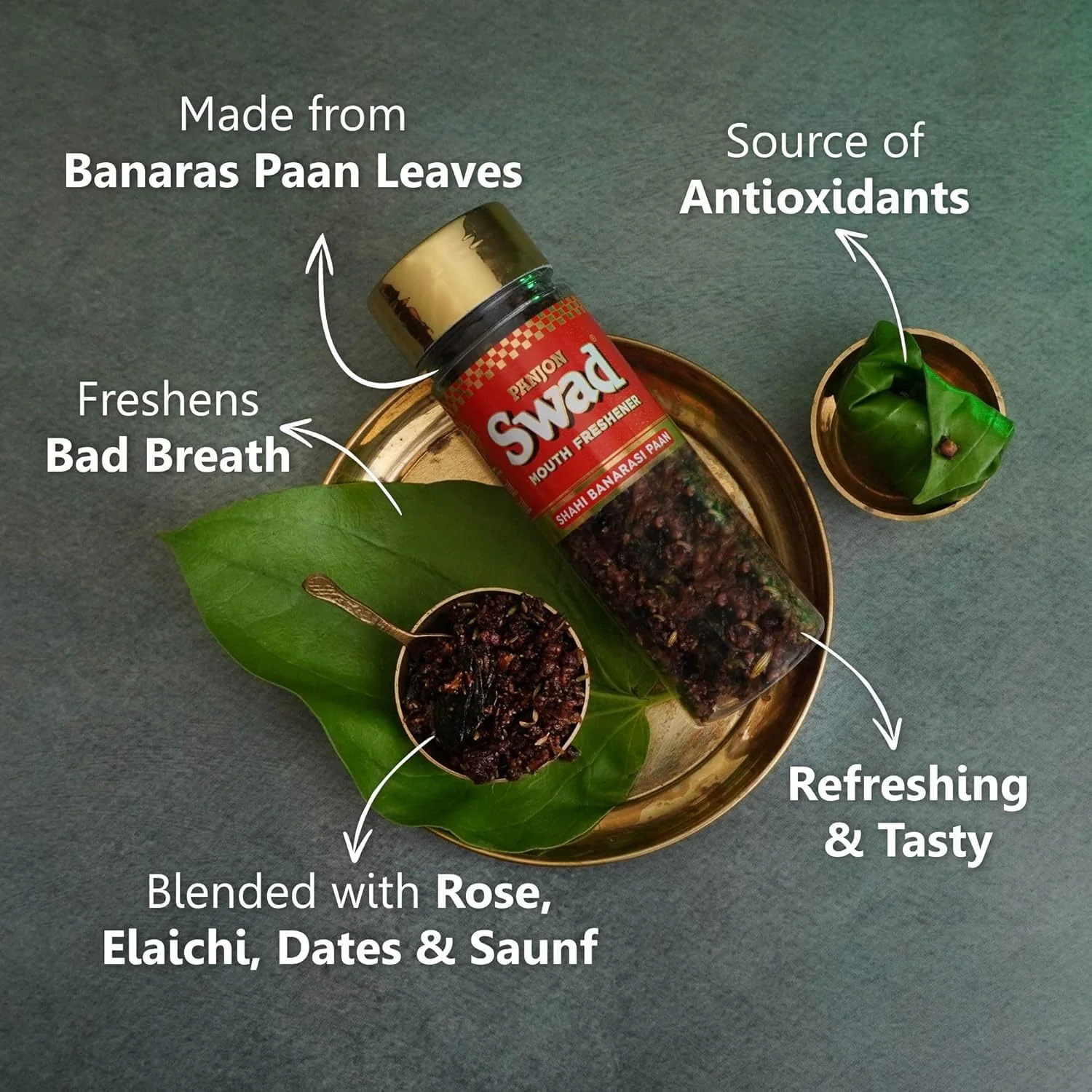 Panjon Swad Paan Shots & Banarasi Paan Tasty Mouth Fresheners 450gm, (225gm *2 Bottles) - Image 2