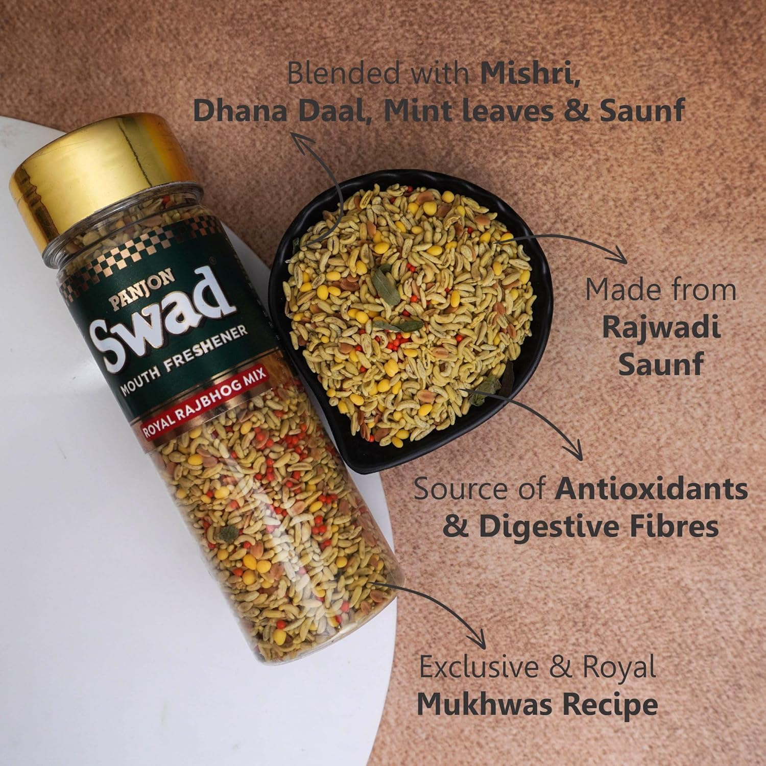 Panjon Swad Royal Rajbhog Mix Mukhwas 150gm, | Digestive Mouth Freshener - Image 3