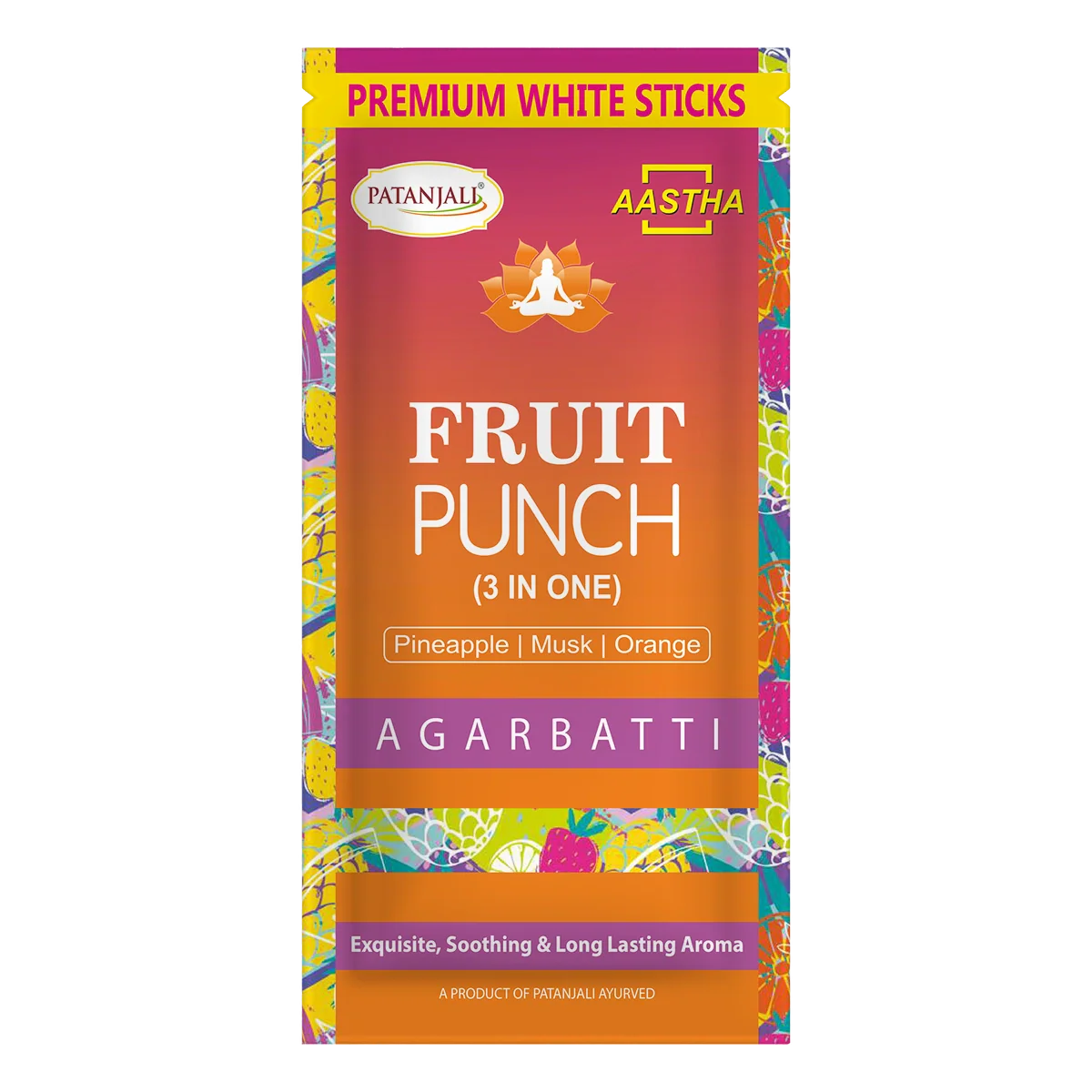 Patanjali Aastha Agarbatti W Stick Fruitpunch, New, With Soothing & Long Lasting Aroma | 110gm