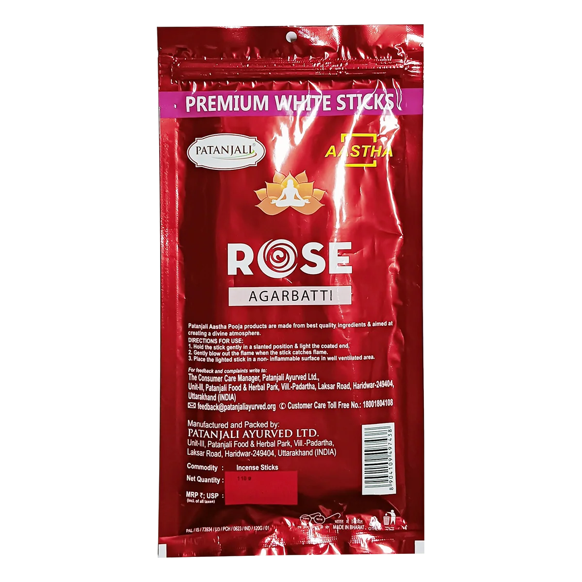 Patanjali Aastha Agarbatti W Stick Rose, New,With Exquisite, Soothing & Long Lasting Aroma |110gm - Image 2