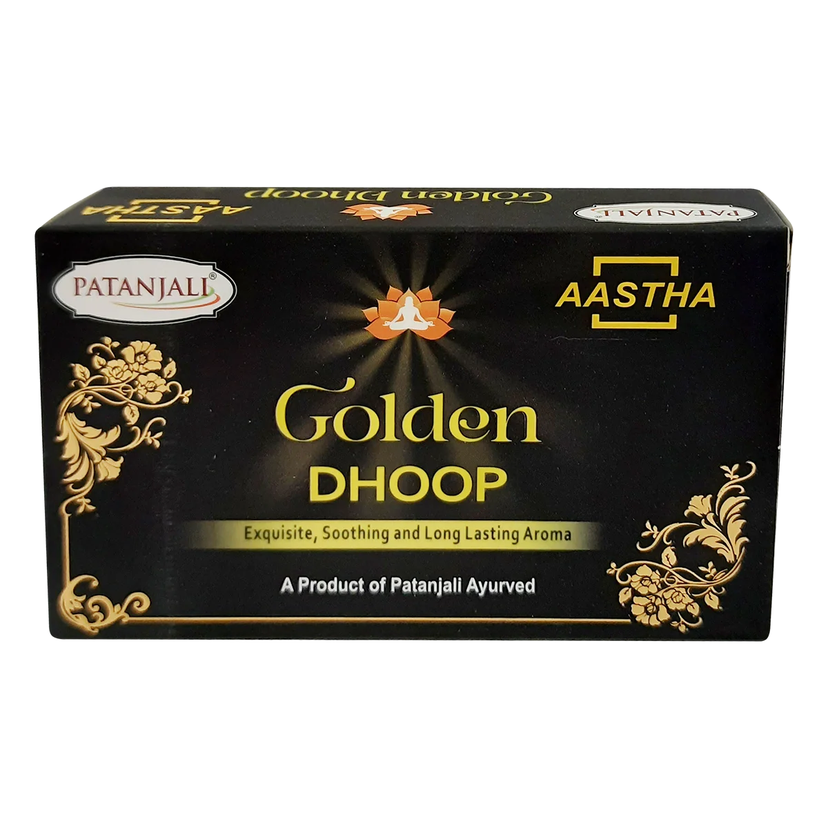Patanjali Aastha Premium Golden Dhoop,16 N, With Exquisite, Soothing & Long Lasting Aroma | 76gm