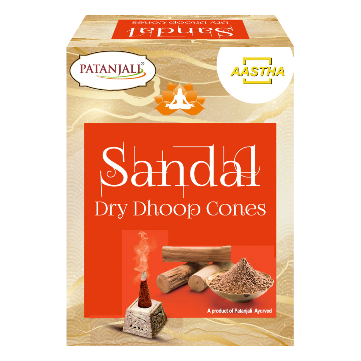 Patanjali Aastha Sandal Dry Dhoop Cone, With Exquisite, Soothing & Long Lasting Aroma | 20gm