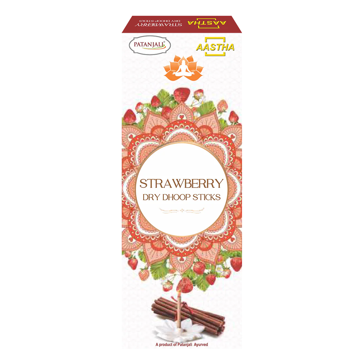 Patanjali Aastha Strawberry Dry Dhoop Sticks,10 N, With Soothing & Long Lasting Aroma | 20gm