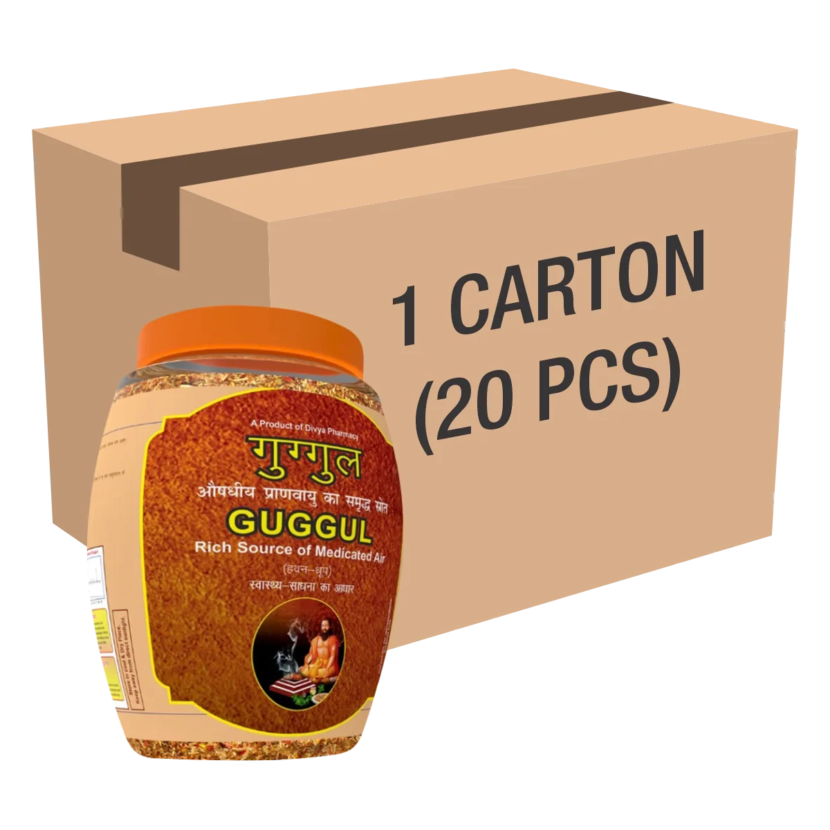 Patanjali Divya Guggul Havan Dhoop 250g Jar (20 Pcs) With Havan Of Ghee & Guggul 5kg