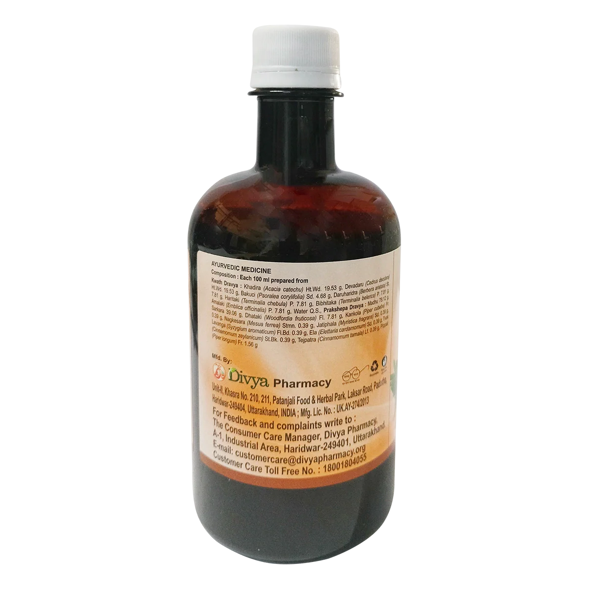 Patanjali Divya Khadirarista, With Khadira, Devadaru, Bakuci, Daruharidra, Haritaki, | 450ml - Image 2