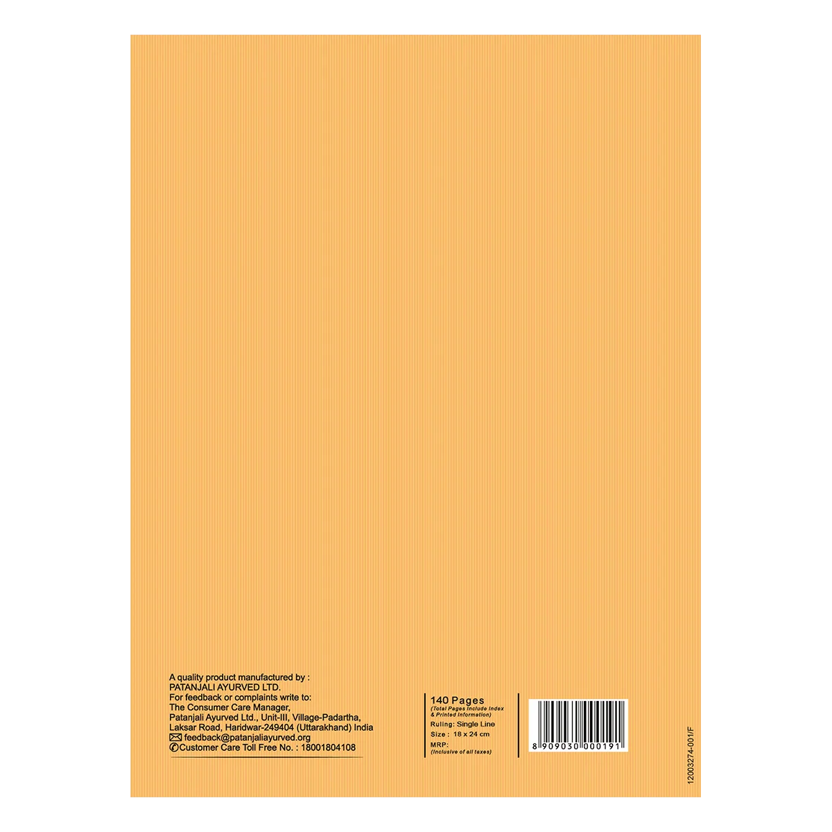 Patanjali Gyanpath Notebook (18x24 Cm) Orange, 140pages Single Line, Pack Of 1 - Image 2