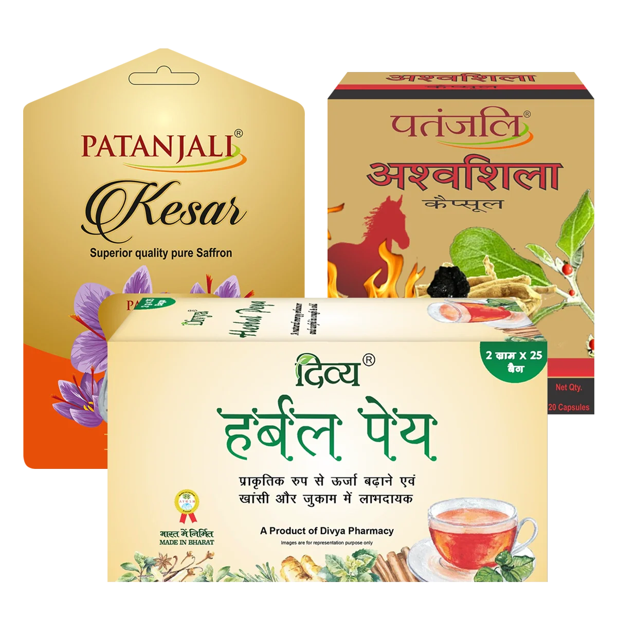 Patanjali Healthcare Pack- Ashwashila + Kesa + Herbal Peya 62gm