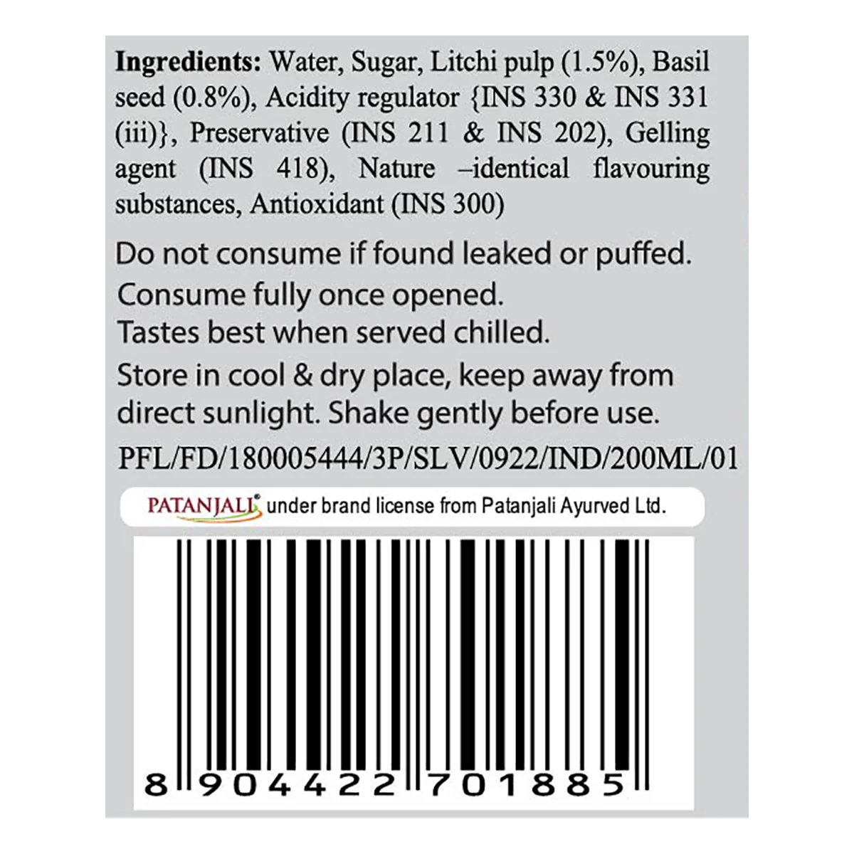 Patanjali Litchi Basil Drink 200ml - Image 4