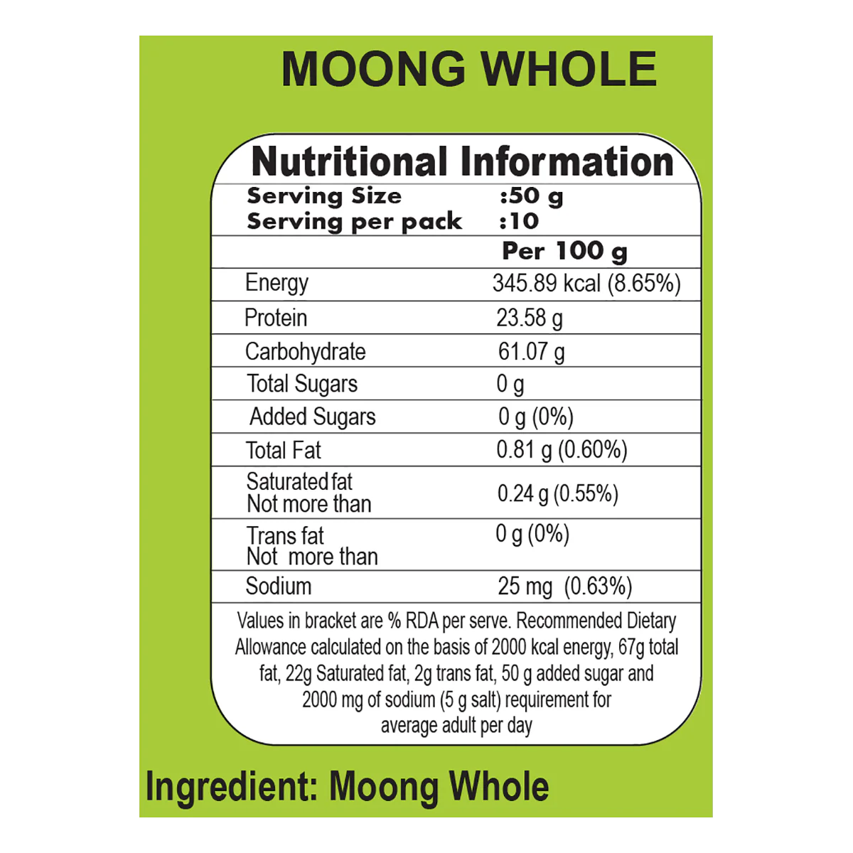 Patanjali Unpolished Moong Sabut 500gm - Image 2