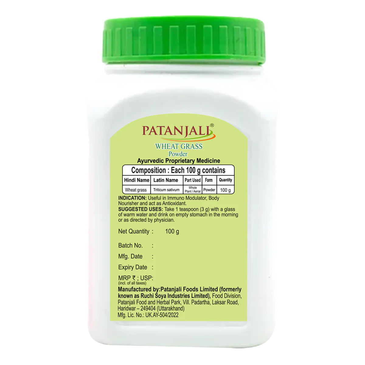 Patanjali Wheat Grass Powder 100gm - Image 2
