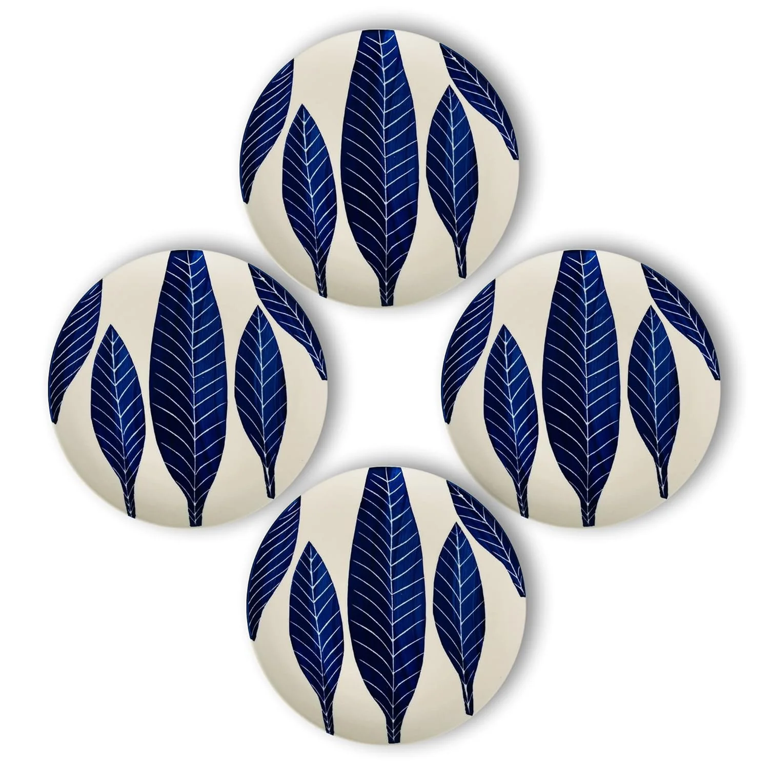 Patram Hand Painted Ceramic Quarter Plates Set Of 6 - White & Blue | Small Side Plates For Dinner & Snacks - 7 Inch, 6 Pieces, Microwave Safe - Image 3