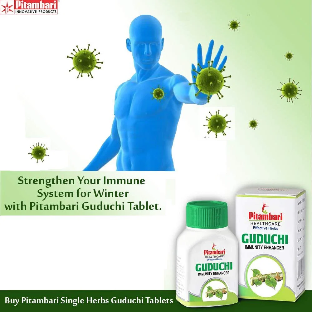 Pitambari Guduchi Tablets, Immunity Booster, 100% Vegetarian Nature Extract | 60 Tablets 100gm 0.2lbs - Image 3
