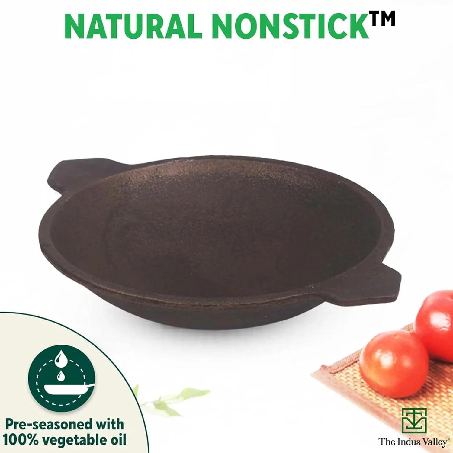 Pre-Seasoned Black Cast Iron Appam Pan - 22 Cm, 8.7 Inch, 1.7 Kg | Gas Compatible, Nonstick Appam Pan, 100% Pure & Toxin-Free, No Chemical Coating - Image 8