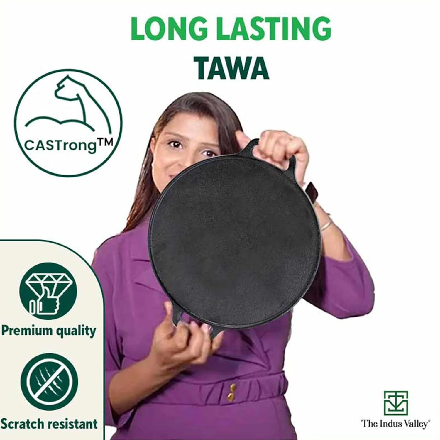 Pre-Seasoned Black Cast Iron Cookware Set + Free Iron Tadka Pan - Kadai 25.4cm, 2.3 Liters + Tawa 30.5cm | Kitchen Cooking Combo Pots & Pans Set Of 3 Pcs - Naturally Nonstick - Image 8