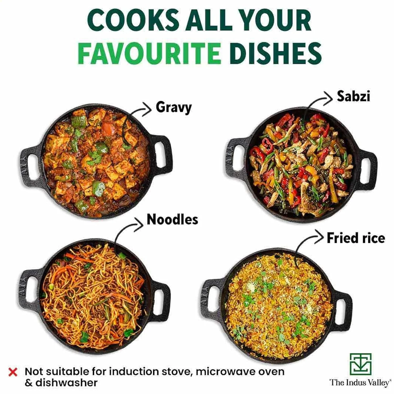 Pre-Seasoned Black Cast Iron Cookware Set + Free Tadka Pan - Kadai 25.4cm, 2.4 Liters + Tawa 25.7cm | Kitchen Cooking Combo Pots & Pans Set Of 3 Pcs - Naturally Nonstick - Image 8