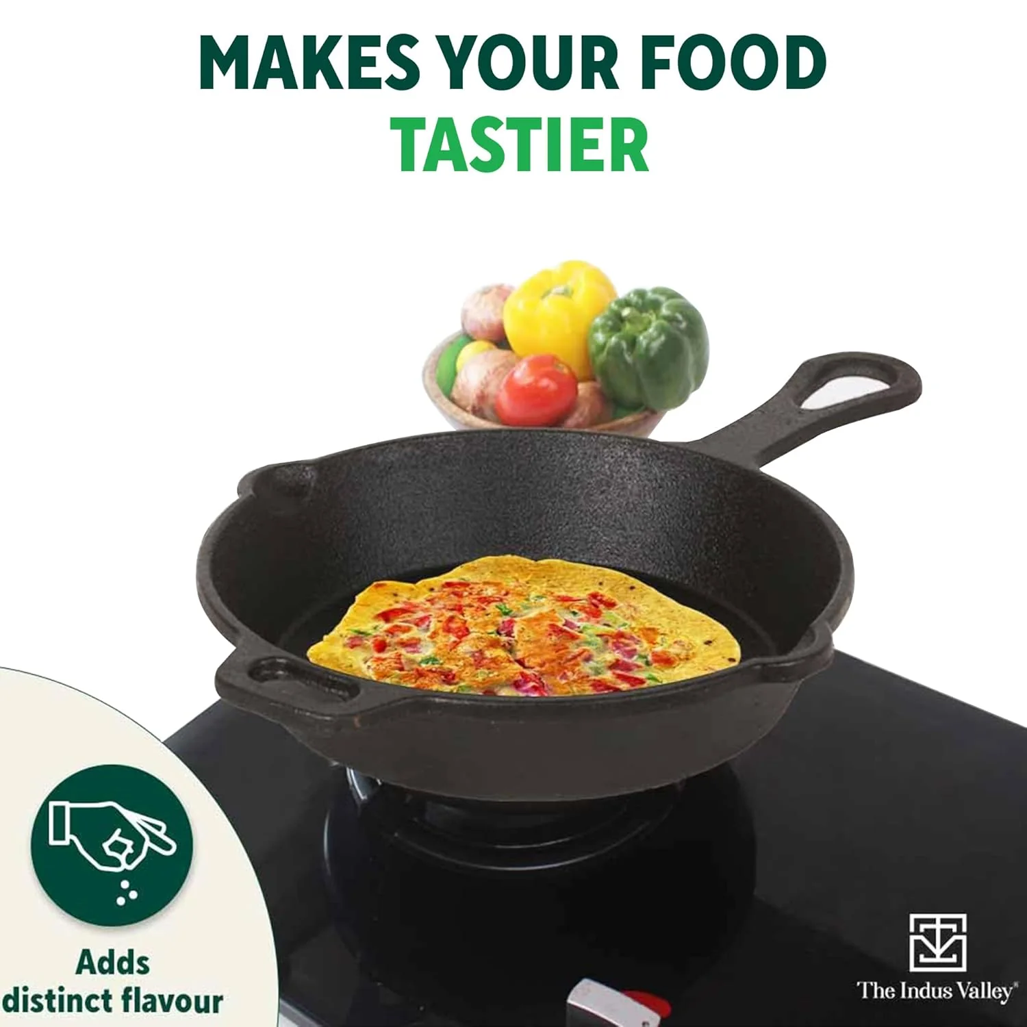 Pre-Seasoned Black Cast Iron Cookware Set+ Free Tadka Pan - Tawa 30.5cm + Kadai 25.4cm, 2.3 Liters + Fry Pan 23 Cm, 1.4 Liters | Kitchen Cooking Combo Pots & Pans Set Of 4 Pcs - Naturally Nonstick - Image 6