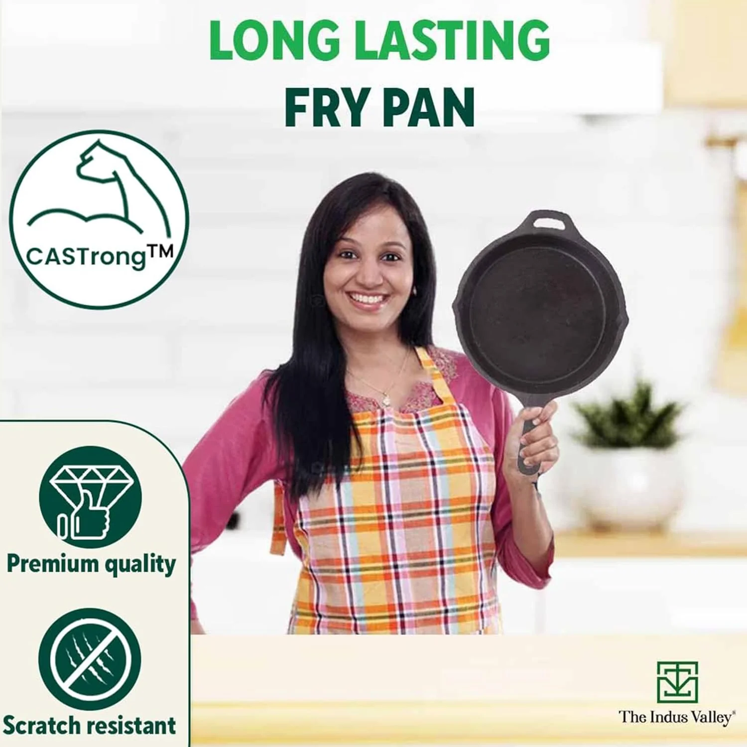 Pre-Seasoned Black Cast Iron Fry Pan Or Skillet With Long Handle - Medium, 25cm, 9.8 Inch,1.6 Ltr, 2.4 Kg | Induction Friendly, Nonstick Fish Fry Pan,100% Pure & Toxin Free, No Chemical Coating - Image 9