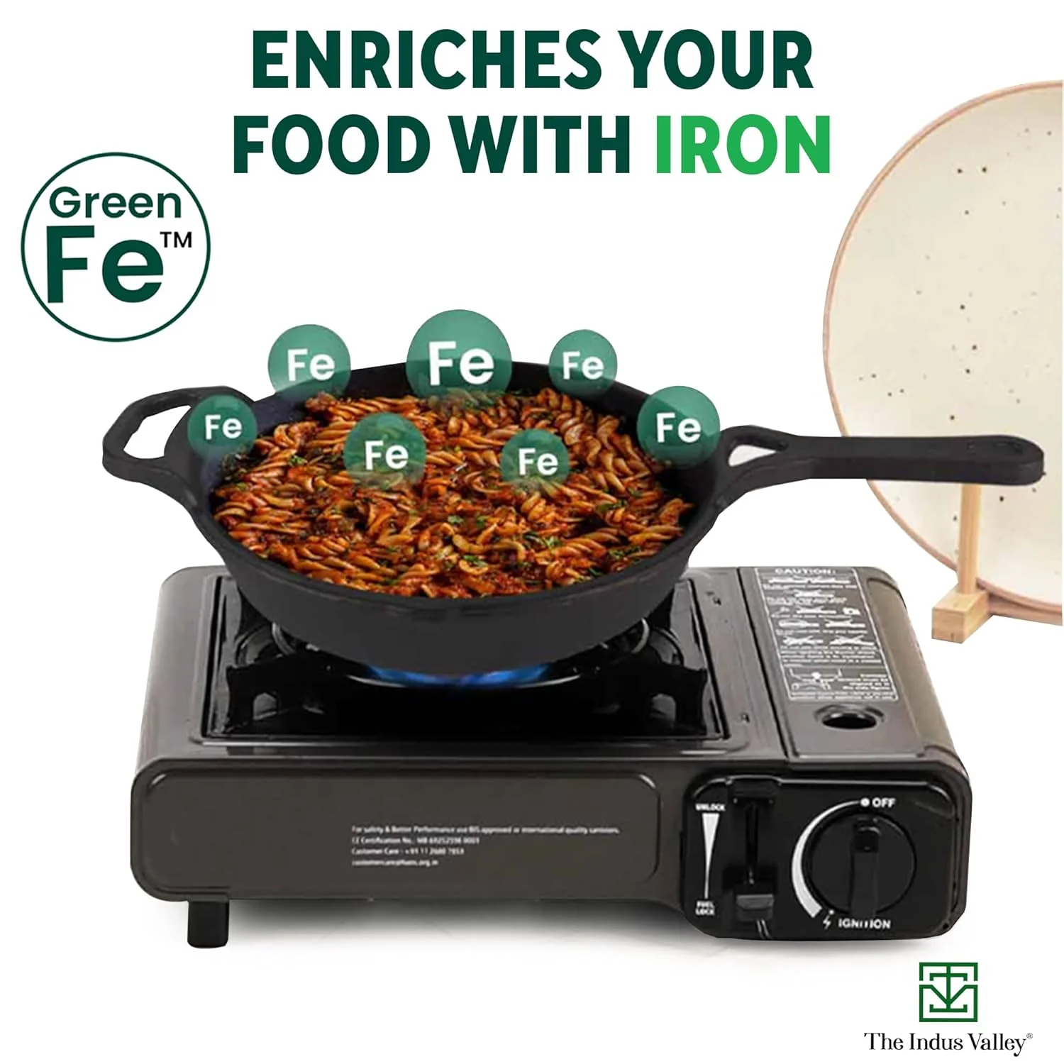 Pre-Seasoned Black Cast Iron Fry Pan Or Skillet With Long Handle - Medium 26.2cm, 10.3 Inch, 1.8 Ltr, 2.3 Kg | Induction Friendly, Nonstick Fry Pan, 100% Pure & Toxin Free, No Chemical Coating - Image 5