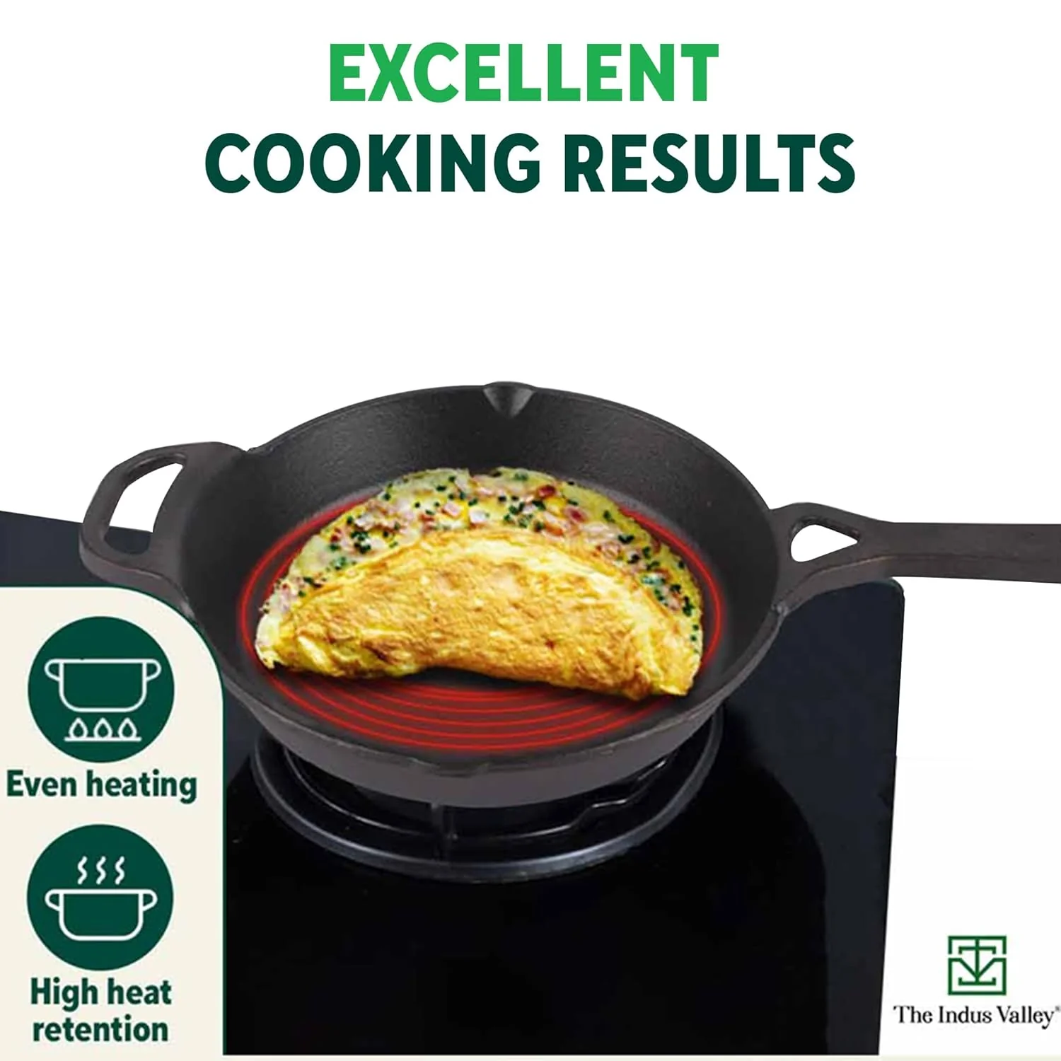 Pre-Seasoned Black Cast Iron Fry Pan Or Skillet With Long Handle - Medium 26.2cm, 10.3 Inch, 1.8 Ltr, 2.3 Kg | Induction Friendly, Nonstick Fry Pan, 100% Pure & Toxin Free, No Chemical Coating - Image 6