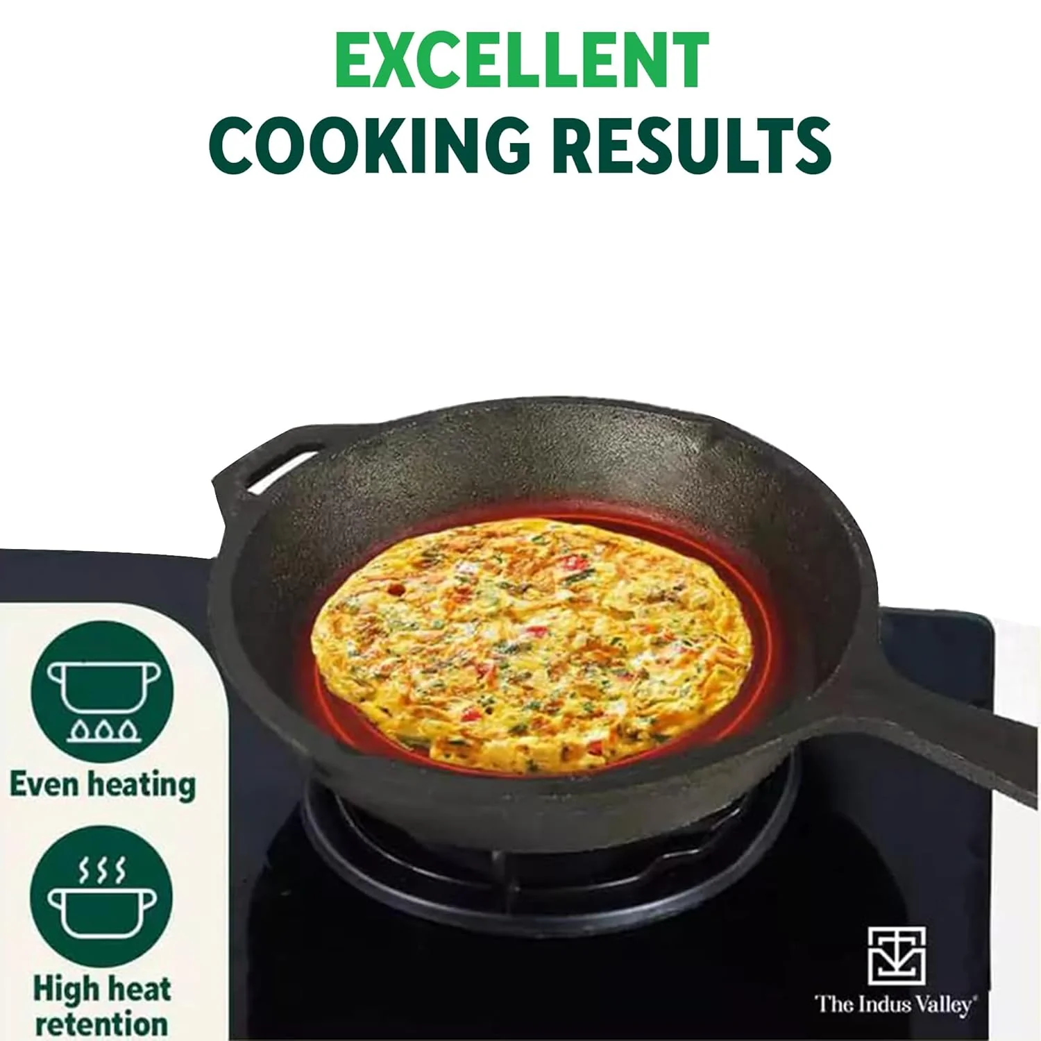 Pre-Seasoned Black Cast Iron Fry Pan Or Skillet With Silicone Grip - Medium 25cm, 10 Inch, 1.6 Ltr, 2.4 Kg | Induction Friendly, Nonstick Fry Pan, 100% Pure & Toxin Free, No Chemical Coating - Image 6