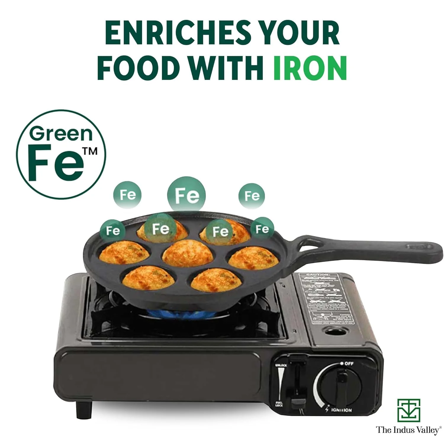 Pre-Seasoned Black Cast Iron Paniyaram Pan With Free Wooden Picker - 7 Pits, 21cm, 8.3 Inch, 1.7 Kg | Induction Friendly, Pre-Seasoned Paddu Pan, 100% Pure & Toxin-Free, No Chemical Coating - Image 6