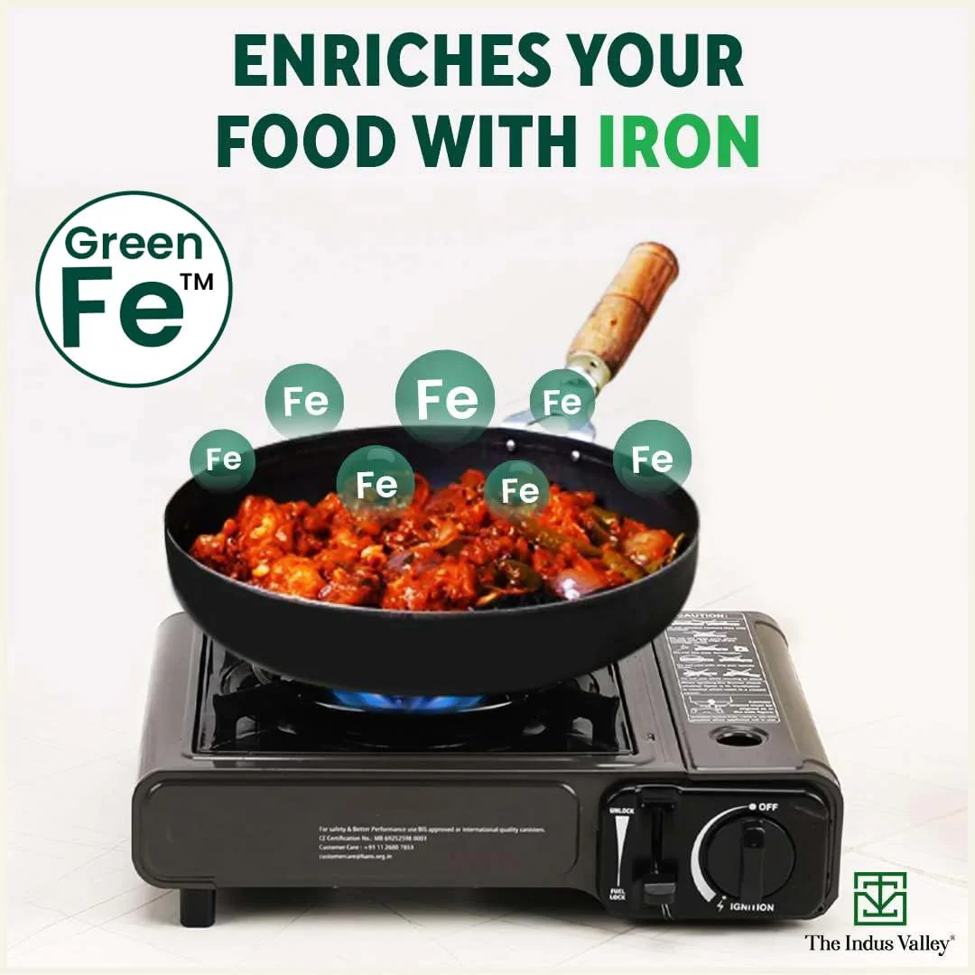 Pre-Seasoned Black Iron Cookware Set - Fry Pan 24.7 Cm, 1.5 Liters + Kadai 24.6 Cm, 2.7 Liters | Kitchen Cooking Combo Pots & Pans Set Of 2 Pcs - Naturally Nonstick - Image 5