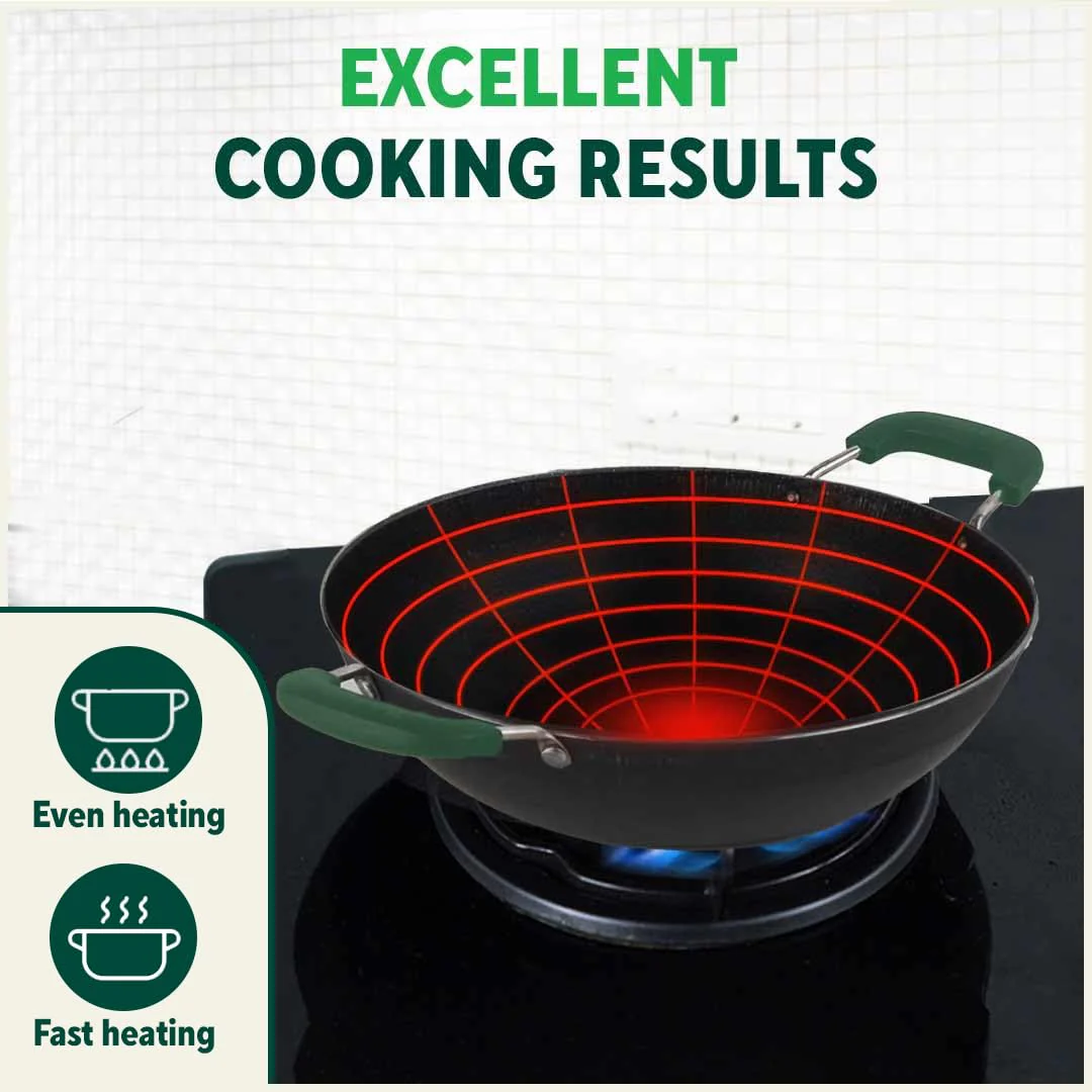 Pre-Seasoned Iron Kadai With Silicon Handle - Small, 20.3 Cm, 7.9 Inch, 1.2 Liters, 0.78 Kg | Induction Friendly, Flat Base Iron Kadhai, 100% Pure & Toxin-Free, No Chemical Coating, Black - Image 6