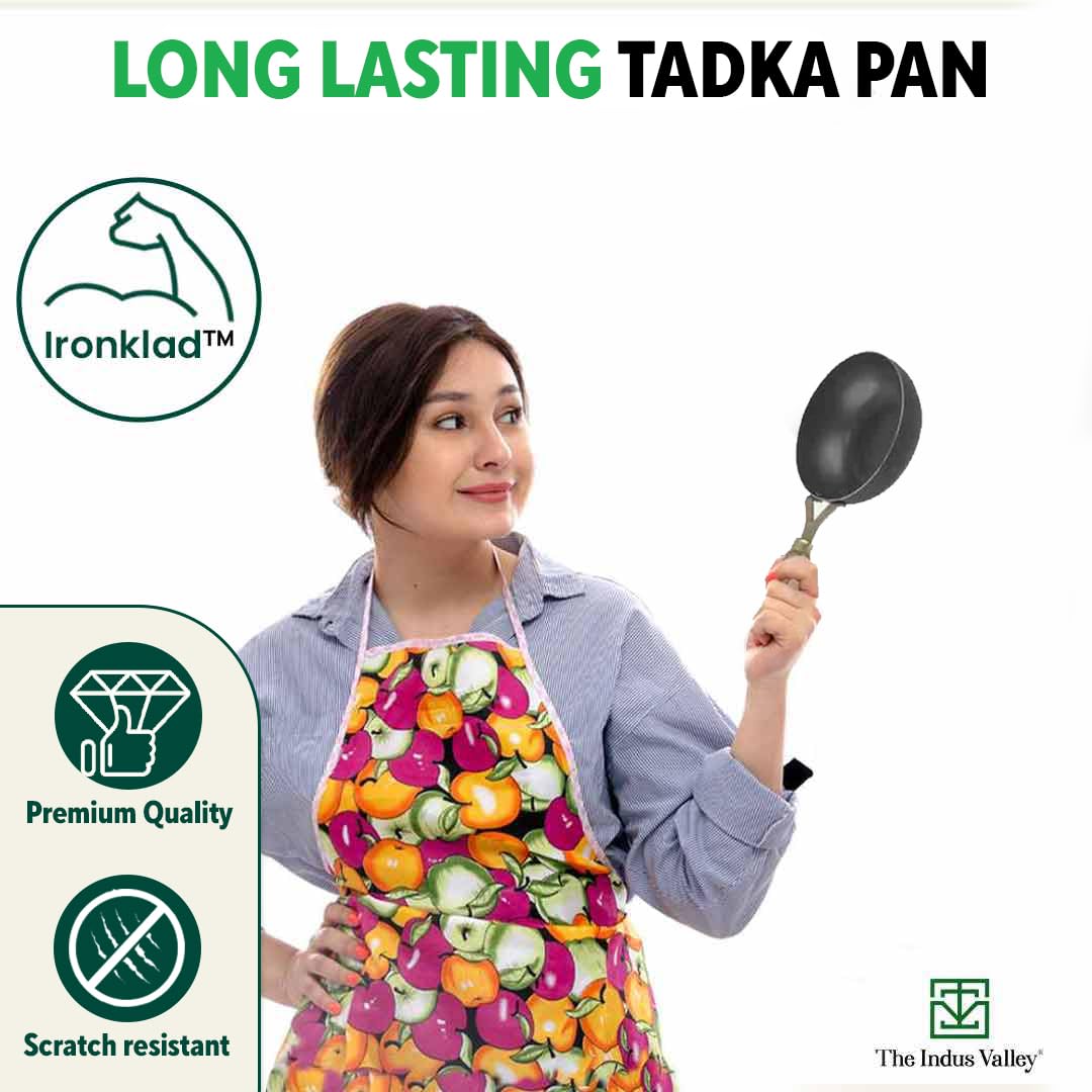 Pre-Seasoned Iron Tadka Pan With Wooden Handle - Very Small 12.7cm, 5 Inch, 0.3 Liter, 0.4 Kg | Gas Compatible - 100% Pure & Toxin-Free, No Chemical Coating - Image 8