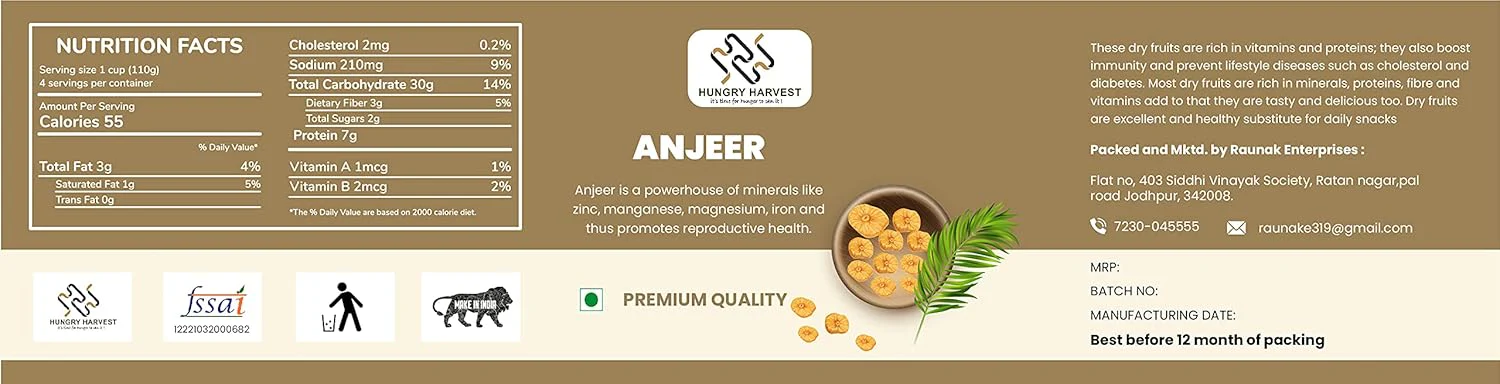 Premim Healthy Dried Figs Afghani Anjeer By Hungry Harvest 500gm, (250gm* Pack Of 2) | (Dried Figs) Dry Fruits For Body Mass Loss | Jar Pack | 17.6 Ounce - Image 3