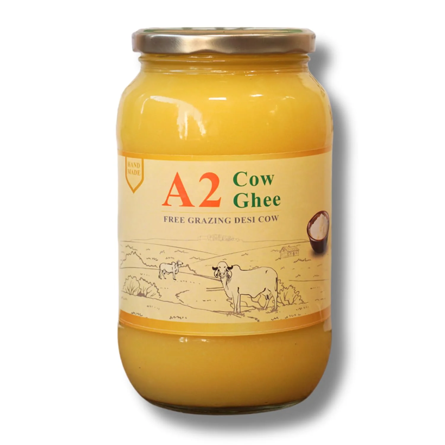 Premium A2 Cow Ghee By H2 Milk Farm | Highly & Nutritious Traditional Bilona Method Cow Ghee Good For Chapatis, Parathas | (500ml) 16.9 Ounce | Jar Pack