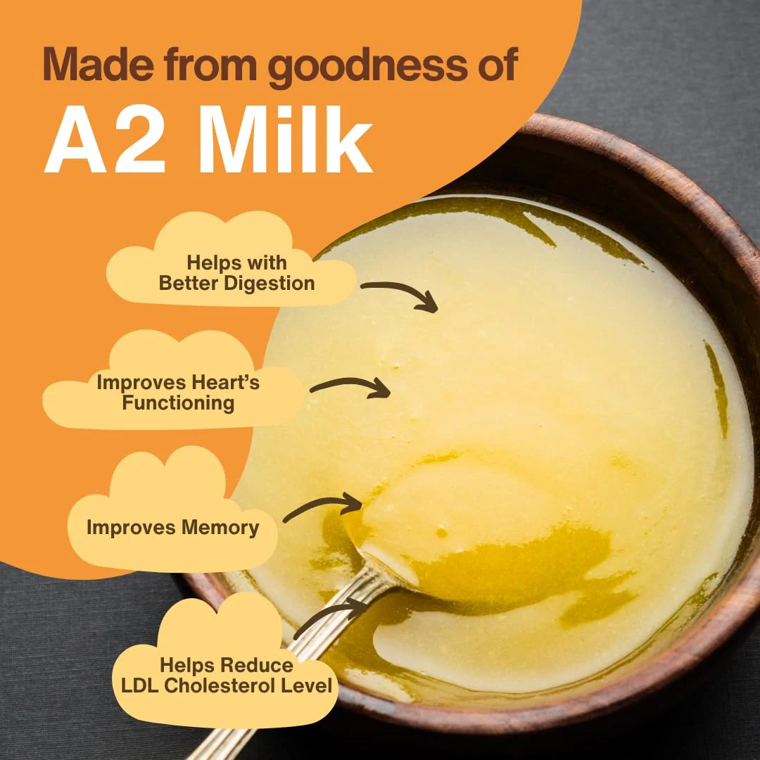 Premium A2 Cow Ghee By H2 Milk Farm | Highly & Nutritious Traditional Bilona Method Cow Ghee Good For Chapatis, Parathas | (500ml) 16.9 Ounce | Jar Pack - Image 2