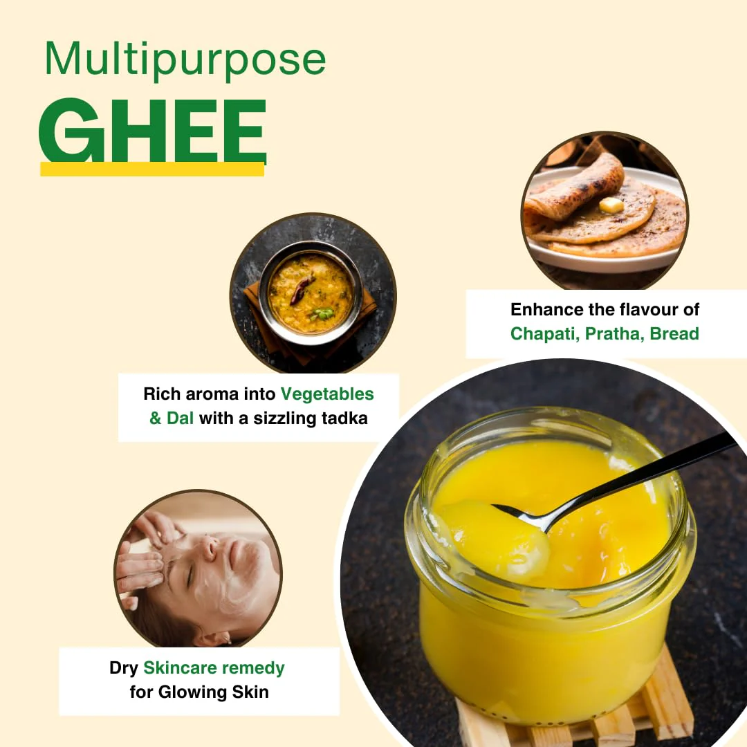 Premium A2 Cow Ghee By H2 Milk Farm | Highly & Nutritious Traditional Bilona Method Cow Ghee Good For Chapatis, Parathas | (500ml) 16.9 Ounce | Jar Pack - Image 3