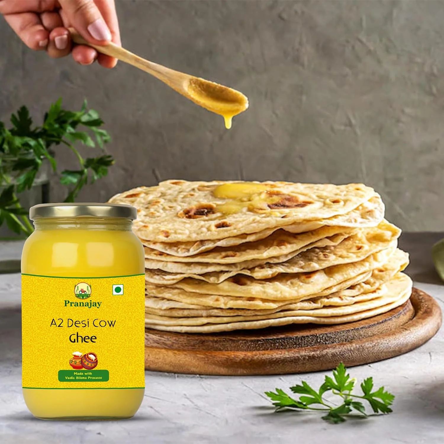 Premium A2 Desi Cow Ghee By Pranajay | Highly Nutritious & Healthy Vedic Bilona Method Desi Ghee Good For Protact Eyesight | (250ml) 8.4 Ounce | Jar Pack - Image 4