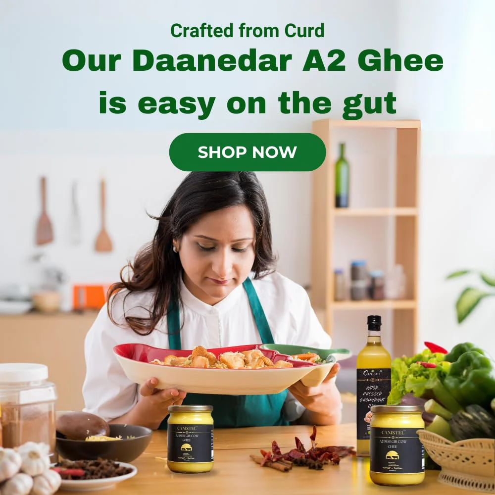 Premium A2 Desi Sahiwal Cow Ghee By Canistel | Traditionally Hand Churned With Bilona Method Healthy Pure Desi Ghee For Weight Management | (250ml) 8.4 Ounce | Glass Jar - Image 3