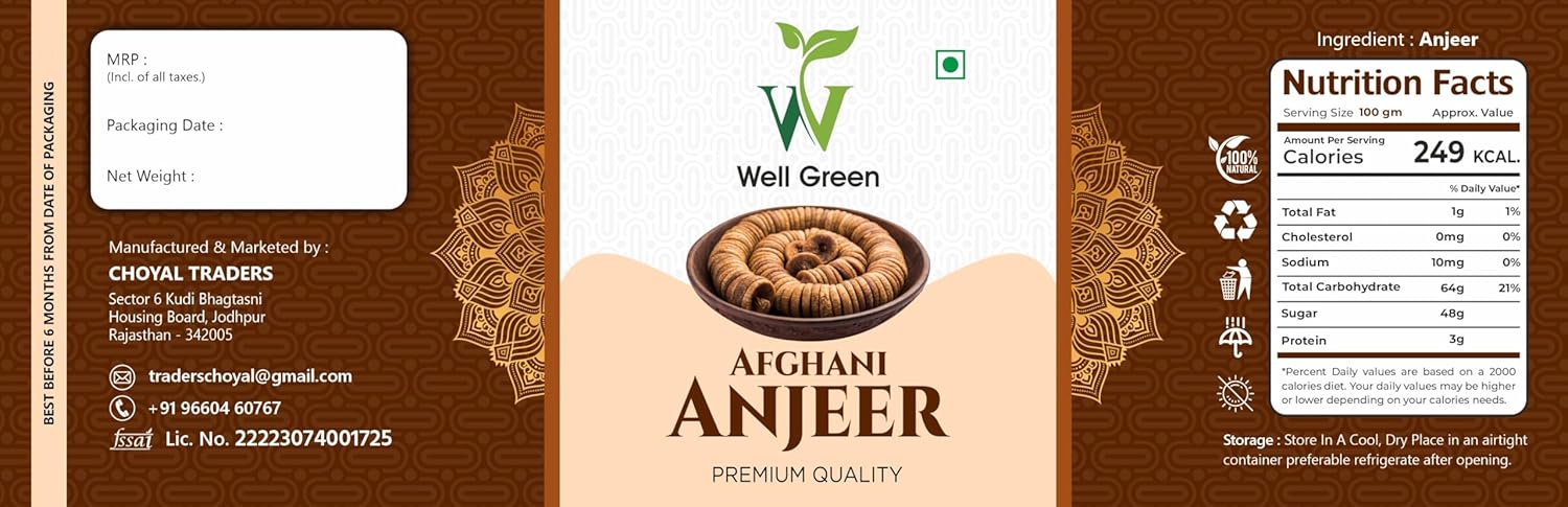 Premium Afghani Anjeer Dried Figs By Well Green 300gm, | Rich Source Of Fibre Calcium & Iron | Low In Calories & Fat Free Anjeer Jar Pack | 10.5 Ounce - Image 3