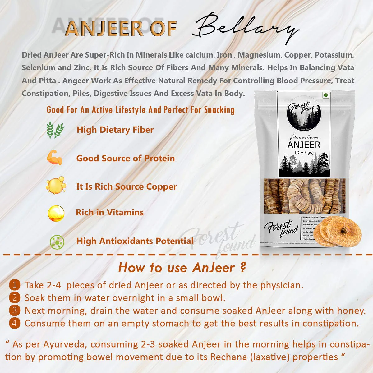 Premium Anjeer Dried Figs Big Size By Forest Found 250gm, | High Protein, Dietary Fiber, Vitamin & Mineral, Gluten | 8.8 Ounce - Image 5