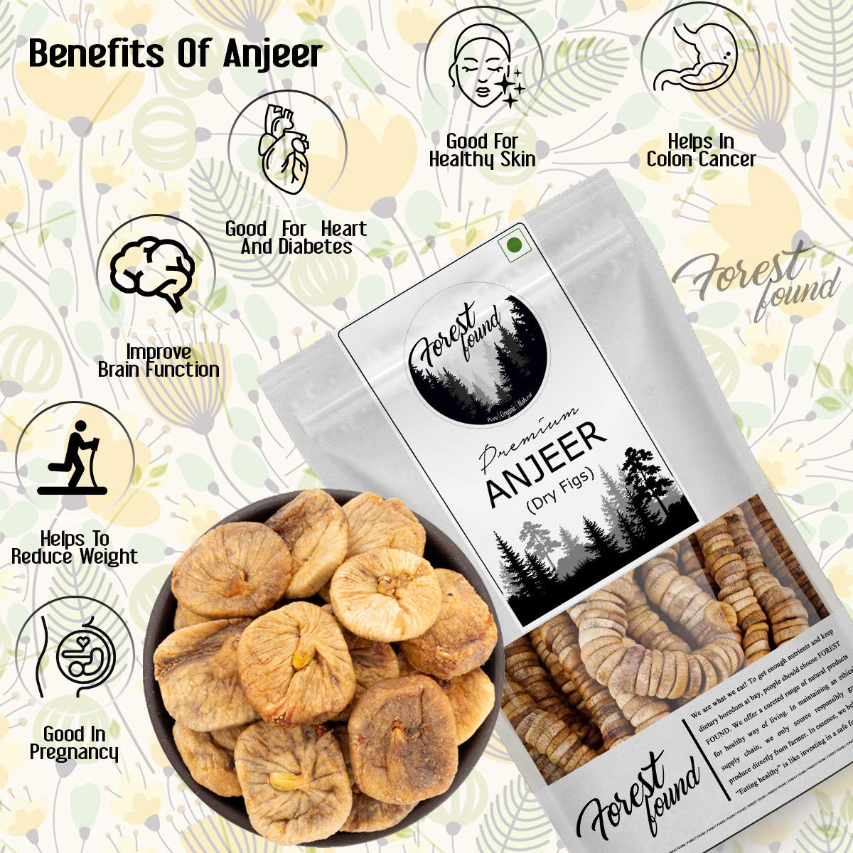 Premium Anjeer Dried Figs Big Size By Forest Found 400gm, | High Protein, Dietary Fiber, Vitamin & Mineral, Gluten | 14.1 Ounce - Image 4