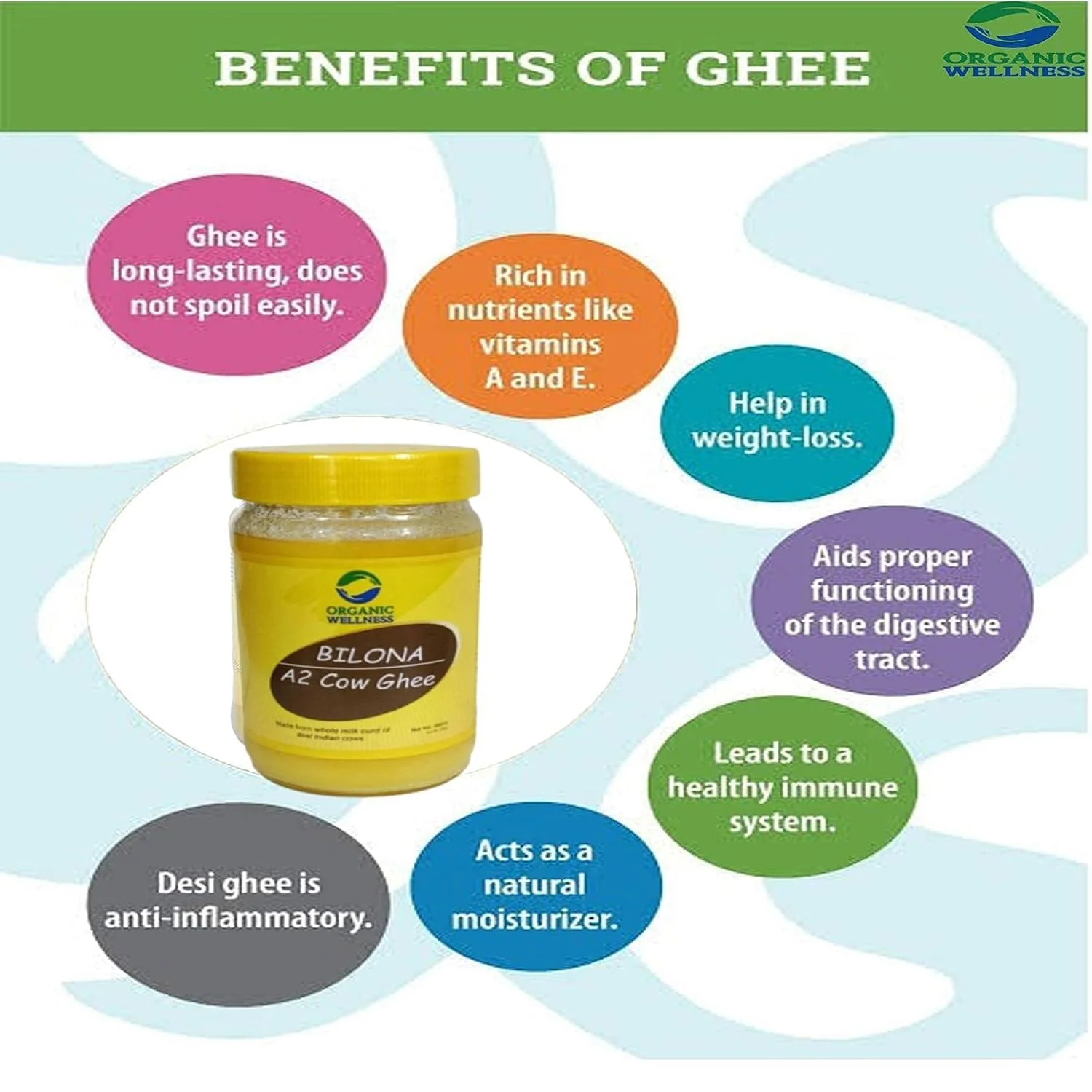 Premium Desi Bilona Cow Ghee By Organic Wellness | Natural & Healthy Gir Cow Cultured Desi Ghee Perfect For Cooking | (400ml) 13.5 Ounce | Jar Pack - Image 2