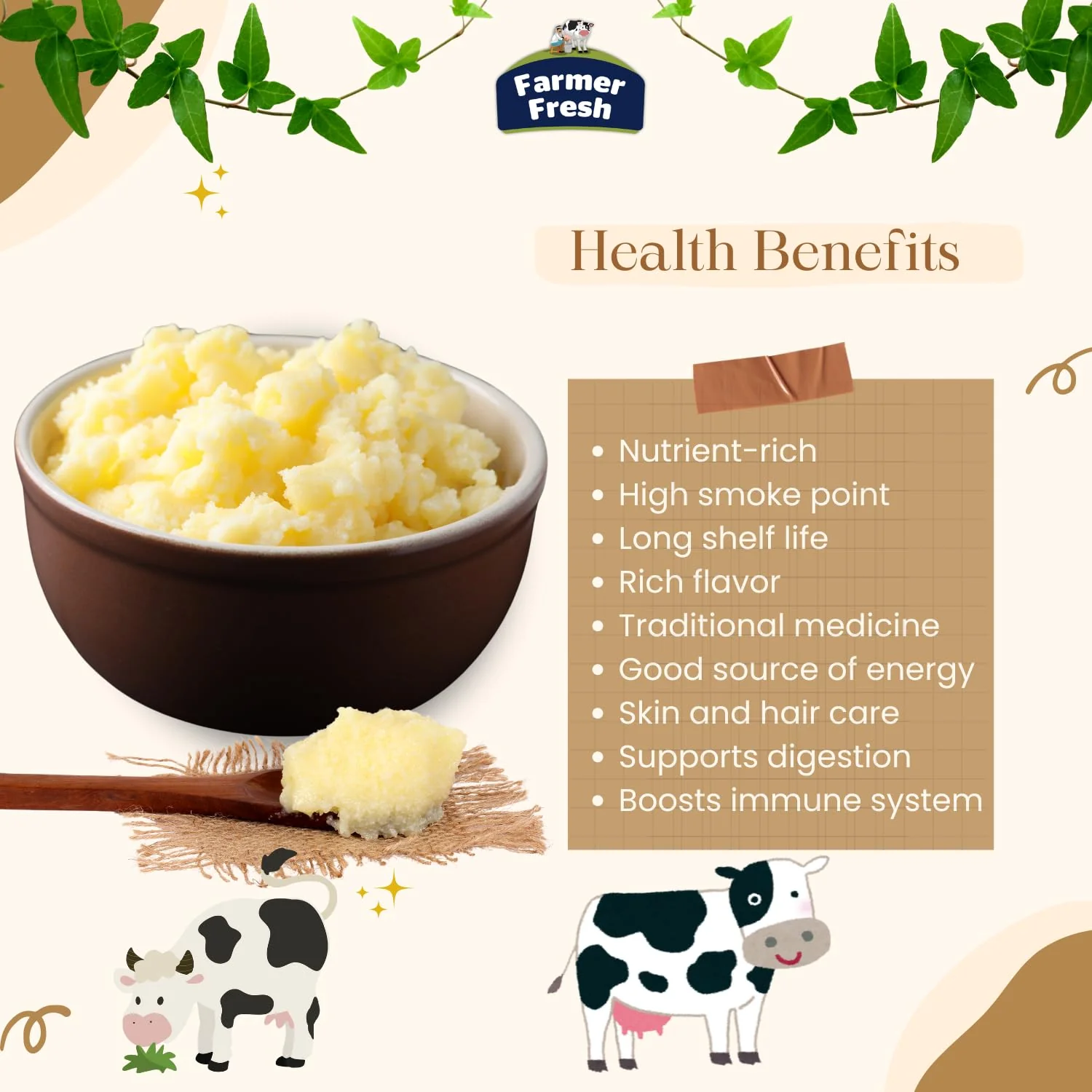 Premium Desi Cow Ghee By Farmer Fresh | High In Protein Fiber Healthy Desi Ghee Good For Body Joint Pain | (500ml) 16.9 Ounce | Jar Pack - Image 4