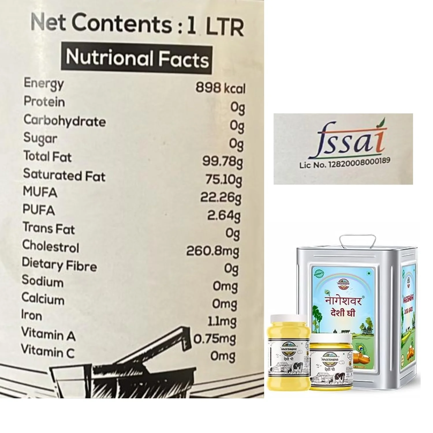 Premium Desi Ghee By Nageshwar | Rich In Protein Fiber Healthy Desi Ghee Good For Body Strength | (1 Litr) 33.8 Ounce | Jar Pack - Image 2